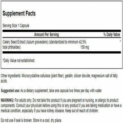 Swanson Celery Seed Extract bottle back label with potency and ingredients details