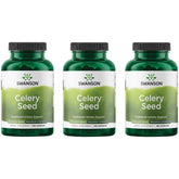 Swanson celery seed maximum strength bottle with label indicating dosage and benefits