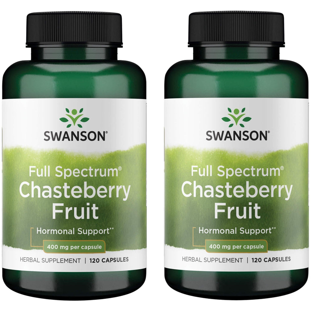 Swanson Chasteberry Fruit bottle with 120 capsules for menstrual and menopausal support