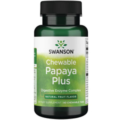 Swanson Chewable Papaya Plus bottle with enzyme blend for digestion support