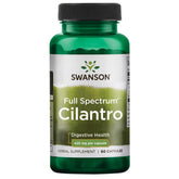 Swanson Cilantro capsules bottle pour for easy dosing and digestive support.