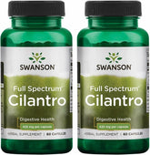 Swanson Cilantro capsules in an amber bottle for convenient daily digestion support.