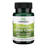 Swanson Coffee Cherry bottle front featuring vegan capsules for natural wellness support.