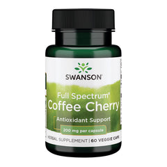 Swanson Coffee Cherry bottle front featuring vegan capsules for natural wellness support.