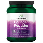 Swanson collagen peptides unflavored bottle highlights hair skin and joint support.