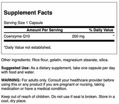 Swanson CoQ10 bottle side view with label details and non-GMO promise.