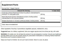 Swanson Cordyceps Complex label close-up with standardized potency for reliable use.