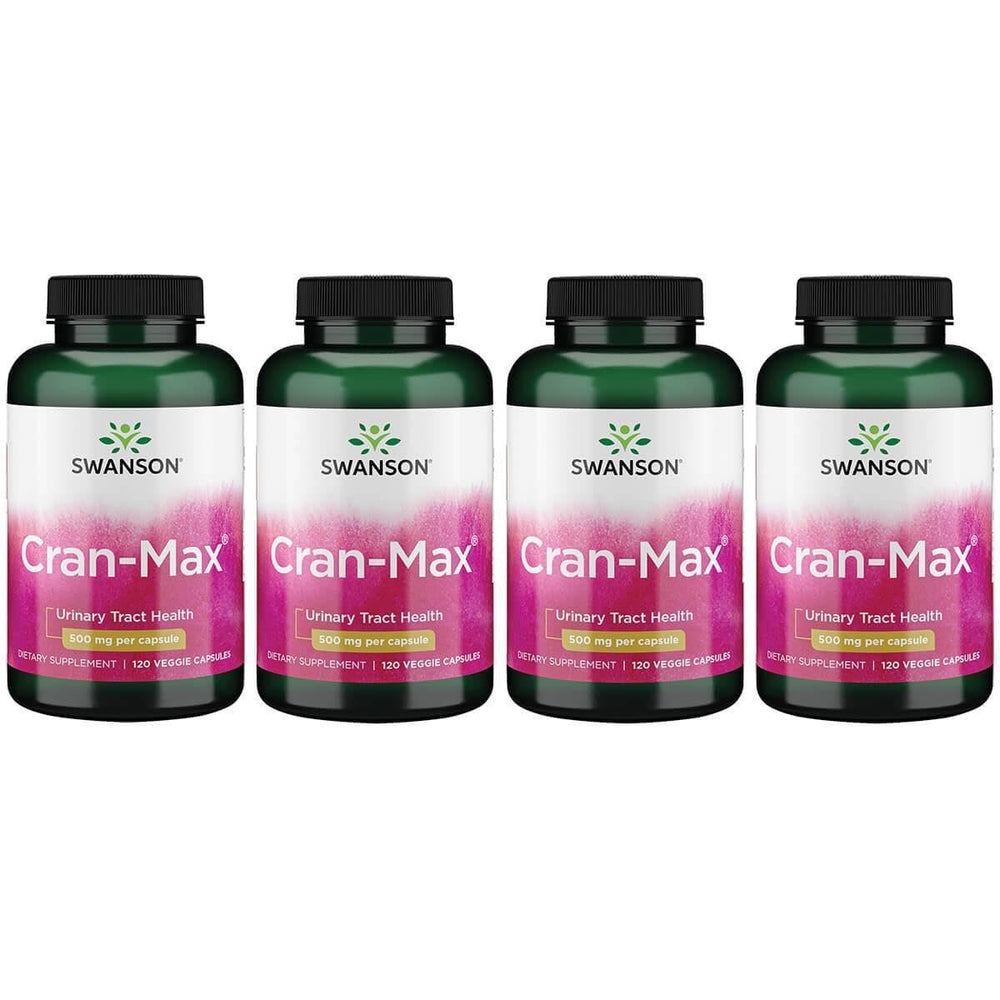 Swanson Cran-Max 500 mg bottle front with capsules supporting urinary tract function