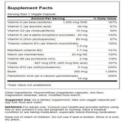 Swanson Daily Multivitamin bottle back showing ingredients overview