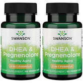 Swanson DHEA and Pregnenolone Complex bottle on desk suggesting hormonal balance support.