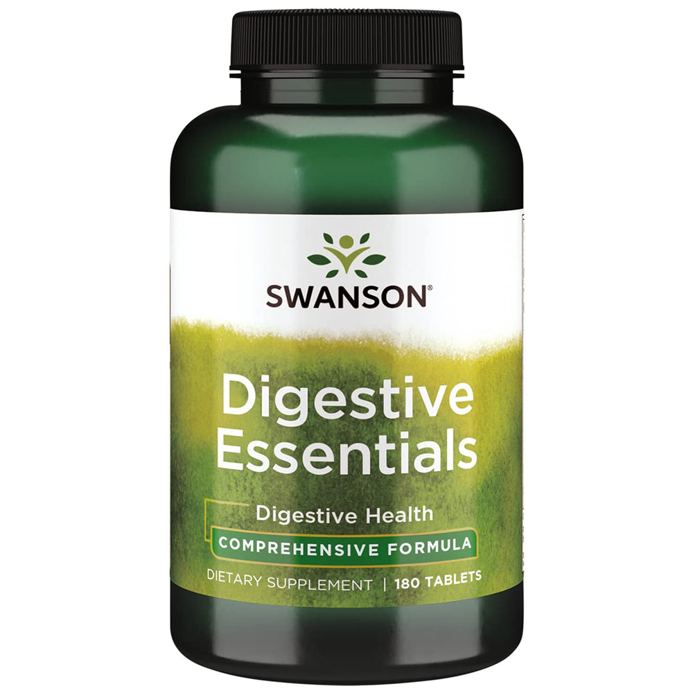 Swanson Digestive Essentials bottle front promotes trusted digestive support.