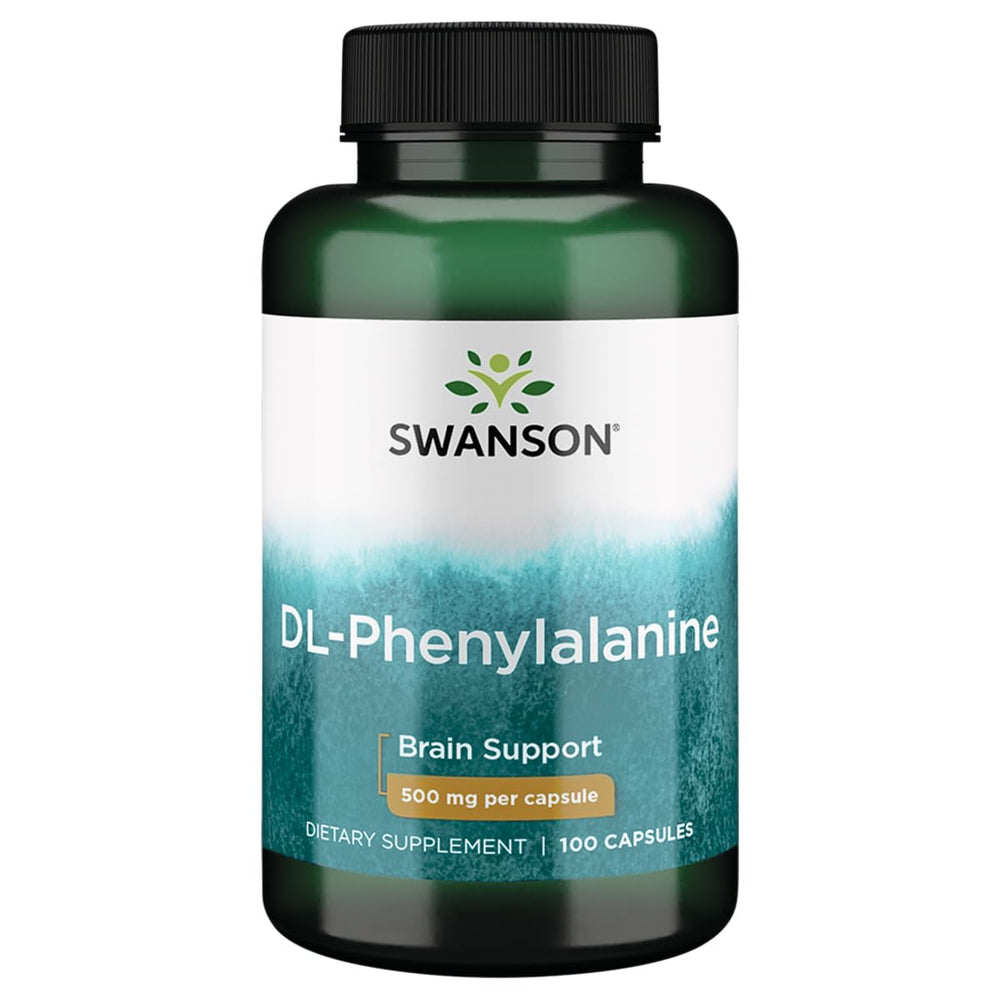 Swanson DL-Phenylalanine 500 mg capsules in bottle for easy daily dietary support