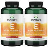 Swanson E-400 mixed tocopherols softgels bottle front for daily antioxidant use