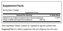 Swanson E-400 tocopherols bottle side label shows non-GMO claim