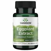 Swanson eggplant extract bottle label, convenient vegetarian supplement for daily routines.