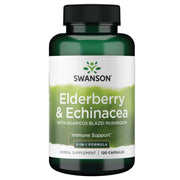 Swanson elderberry-agaricus-echinacea bottle for daily immune support.