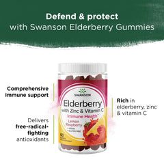 Swanson Elderberry Gummies pour-out showing chewy texture and daily use convenience.