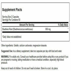 Swanson Eleuthero capsules close-up highlights easy-to-swallow design.