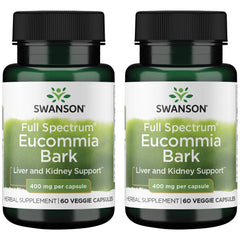 Swanson Eucommia Bark 400 mg bottle with 60 vegan capsules for daily vitality support.