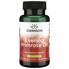 Swanson Evening Primrose Oil 500 mg bottle displaying a premium source for skin moisture and balance.
