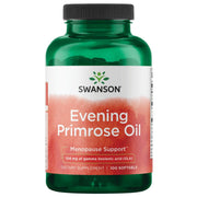 Swanson Evening Primrose Oil bottle with label highlighting high-potency GLA.