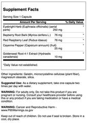 Swanson Eyebright Combination bottle back emphasizes non-GMO ingredients for a clean herbal blend