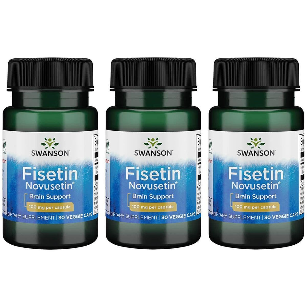 Swanson Fisetin bottle featuring Novusetin extract for cognitive support