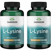 Swanson Free Form L-Lysine bottle front, supports daily stress response.