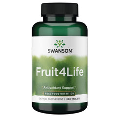 Swanson Fruit4Life 300 Tabs bottle front displaying label for antioxidant support