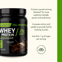 Velositol-enhanced formula close-up evidenced in Swanson Full Potential Whey Chocolate