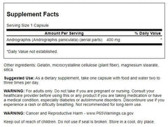 Swanson Andrographis Paniculata label with 400 mg capsules for daily wellness.