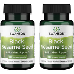 Swanson Full Spectrum Black Sesame Seed bottle with 60 capsules for daily vitality support.