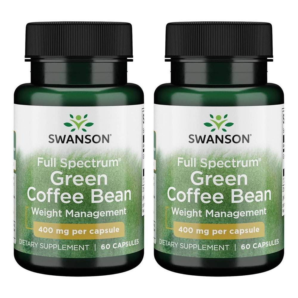 Swanson Full Spectrum Green Coffee Bean capsules in bottle for daily weight-support use.