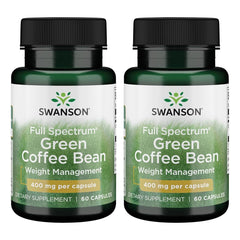 Swanson Full Spectrum Green Coffee Bean capsules in bottle for daily weight-support use.