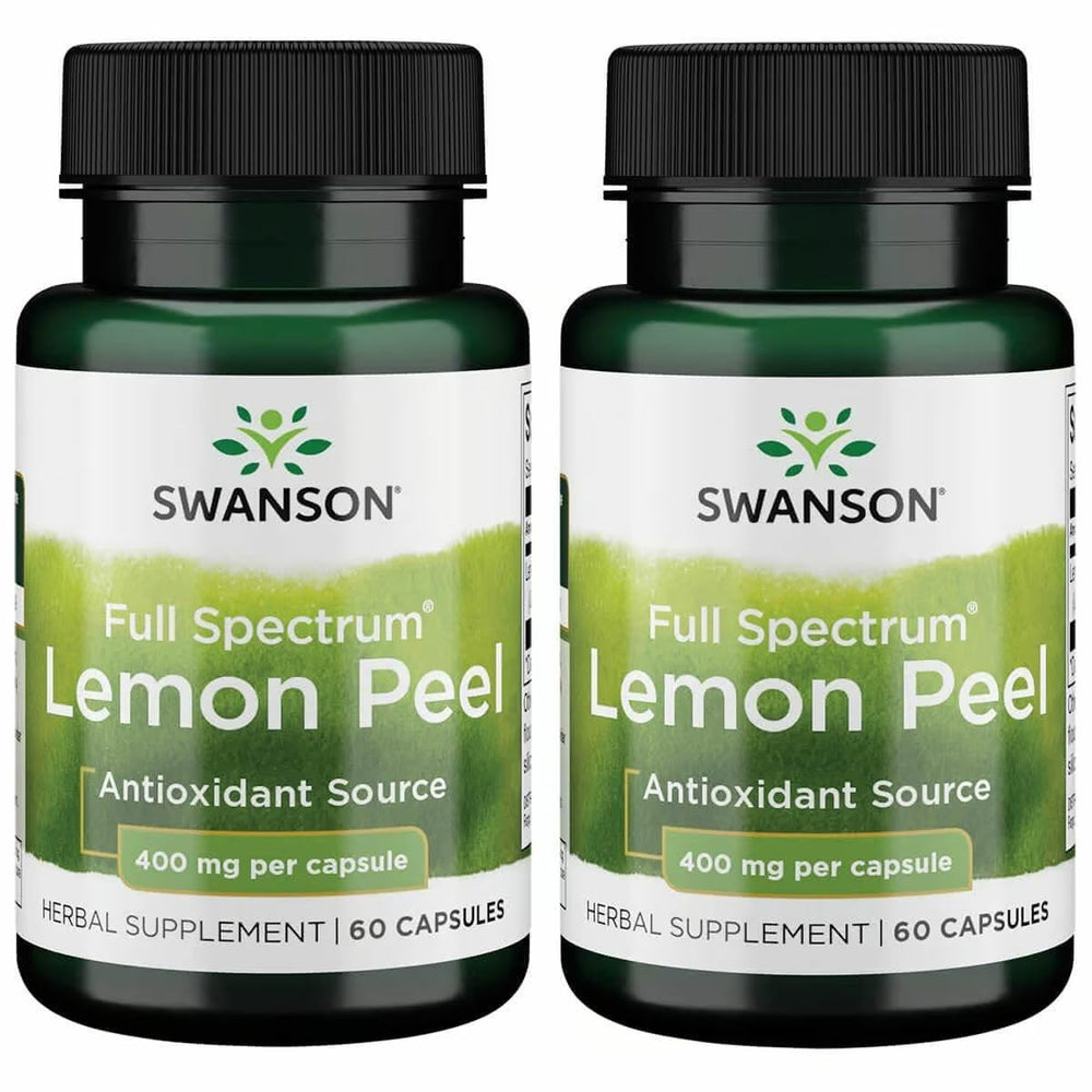 Swanson full-spectrum lemon peel bottle front view, supporting antioxidant-friendly daily wellness.