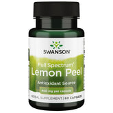 Swanson Full Spectrum Lemon Peel bottle label highlights antioxidant-rich capsules