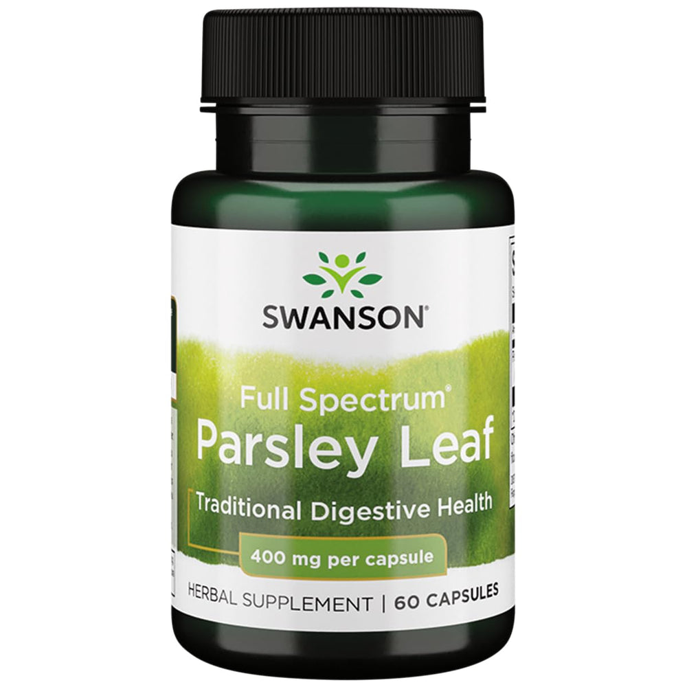Swanson Full-Spectrum Parsley Leaf Extract bottle pictured for digestive health support.
