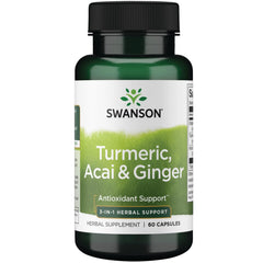 Swanson Full Spectrum Turmeric Acai Ginger bottle with capsules for daily antioxidant support.