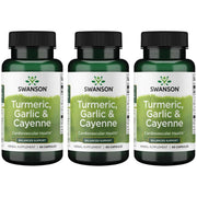 Swanson Full Spectrum Turmeric Garlic & Cayenne capsules bottle for daily wellness.