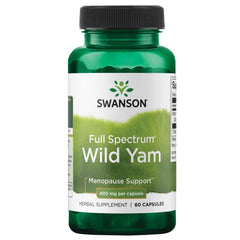Swanson Full Spectrum Wild Yam 400 mg bottle promoting daily balance.