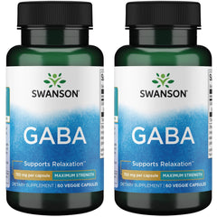 Swanson GABA 750mg bottle close-up suggesting calm mood support and restful sleep potential