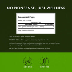 Swanson GABA full-spectrum plant-based ingredients emphasize natural relaxation support.