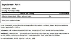Swanson Garlic Odor-CNTRL bottle label highlights non-GMO formulation and quality