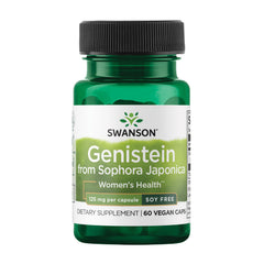 Swanson Genistein bottle front showing plant-based wellness packaging.