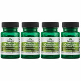 Swanson Genistein supplement bottle with plant-based support for bone integrity
