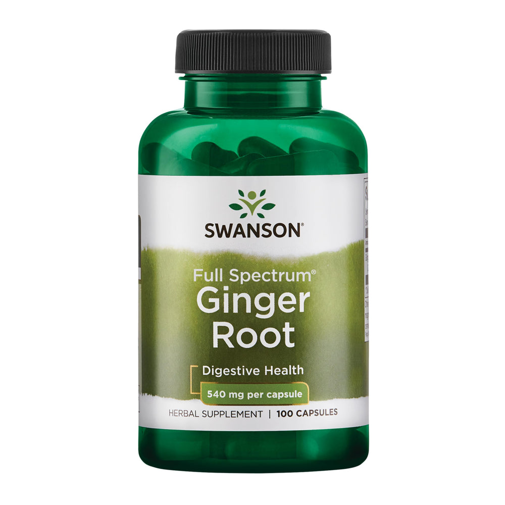 Swanson Ginger Root 540 mg bottle supports daily digestive comfort