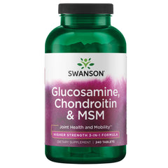 Swanson glucosamine chondroitin MSM bottle for joint support and mobility.