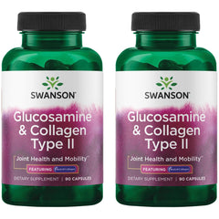 Swanson Glucosamine & Collagen Type II BioCell bottle supports joint mobility and skin elasticity