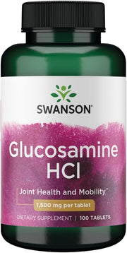 Swanson Glucosamine HCl 1500 mg bottle shown for daily joint support