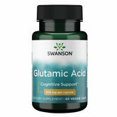 Swanson Glutamic Acid 500 mg bottle front suggests cognitive support potential